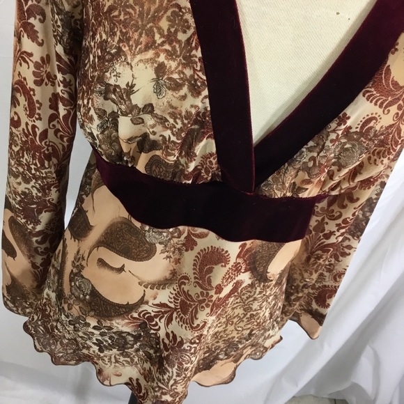 Rave Brown & Tan Long Sleeve V Neck Top - Picture 2 of 5